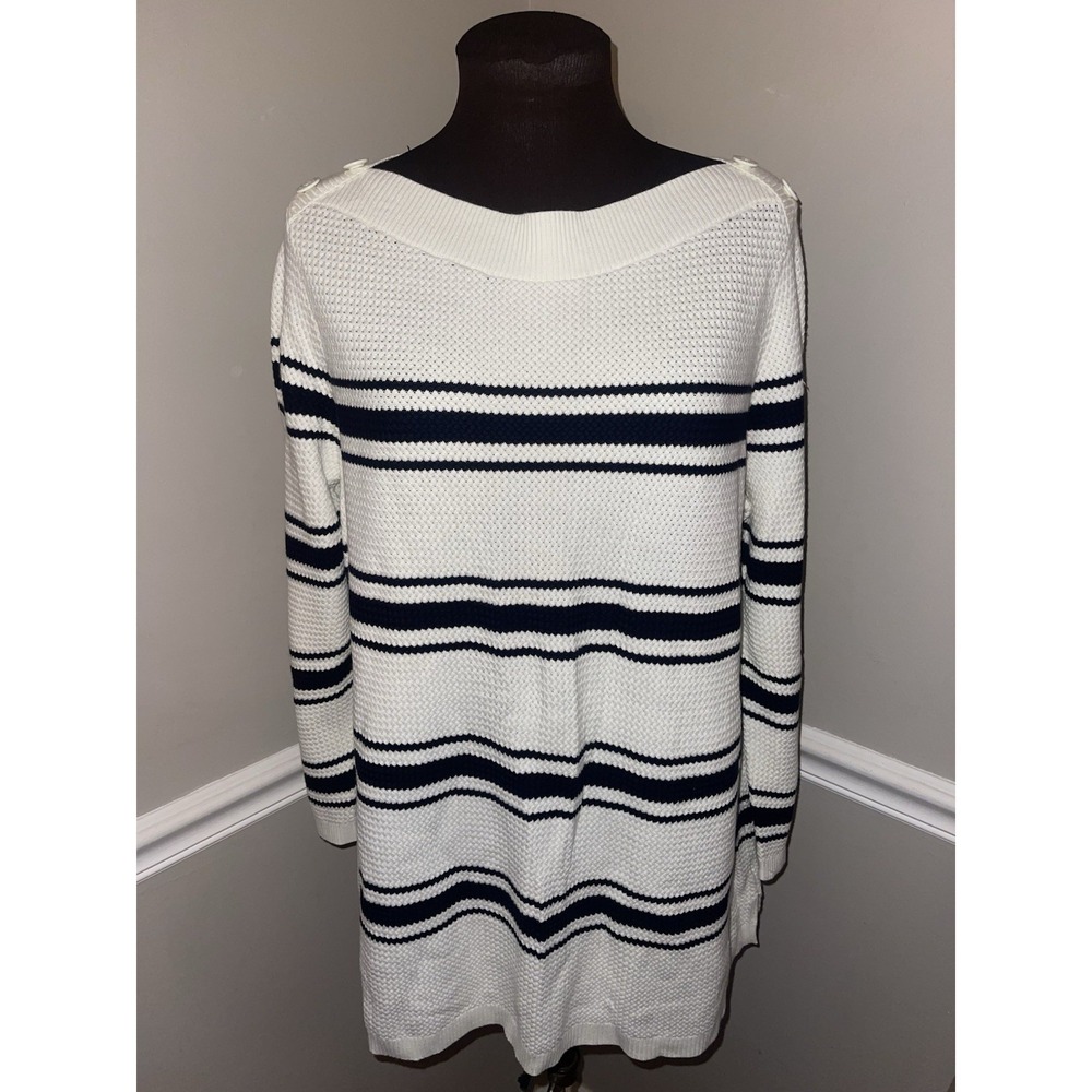 Talbots Boat Neck Stripes Navy White Nautical Sweater Plus Size 2X Coastal